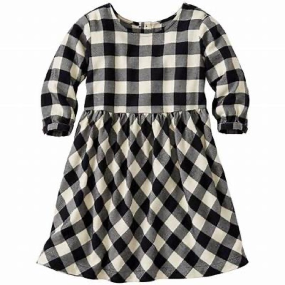 Hanna Andersson Black and White Buffalo Check Dress Size 6-7 US (120cm)